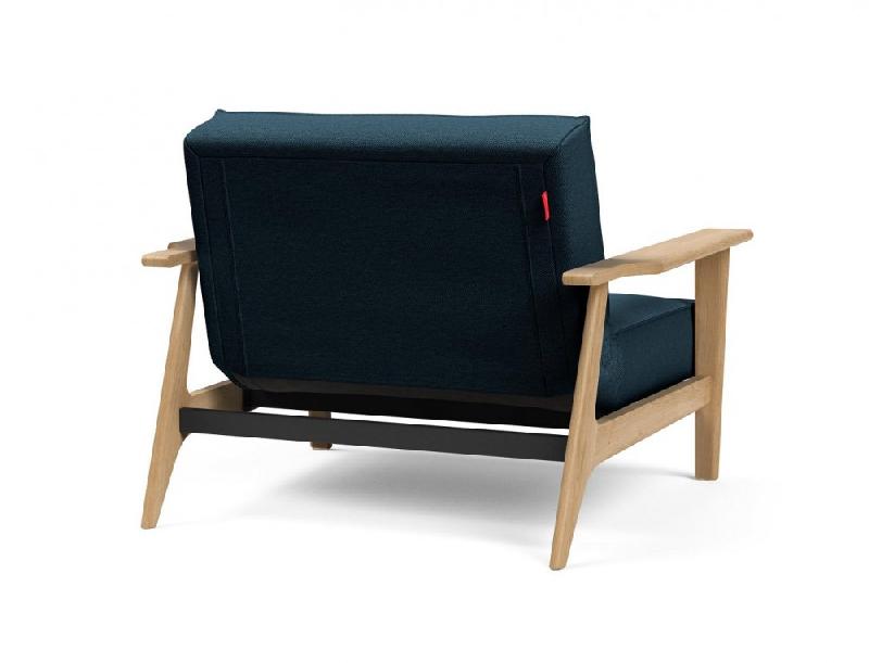 Innovation Living - Fauteuil design Splitback Frej Argus Navy Blue convertible en lit 90x115 cm avec accoudoirs en chêne clair_3