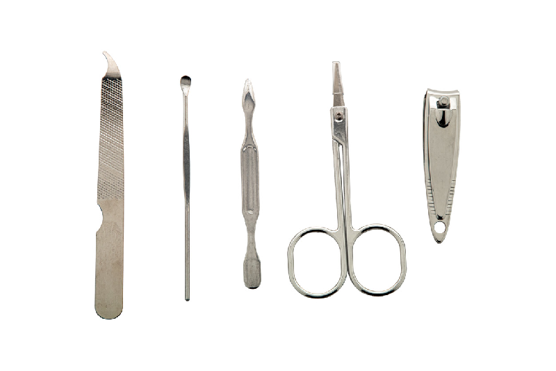 Set manucure 5 pièces en acier inoxydable - boîte en bambou avec couvercle magnétique_3