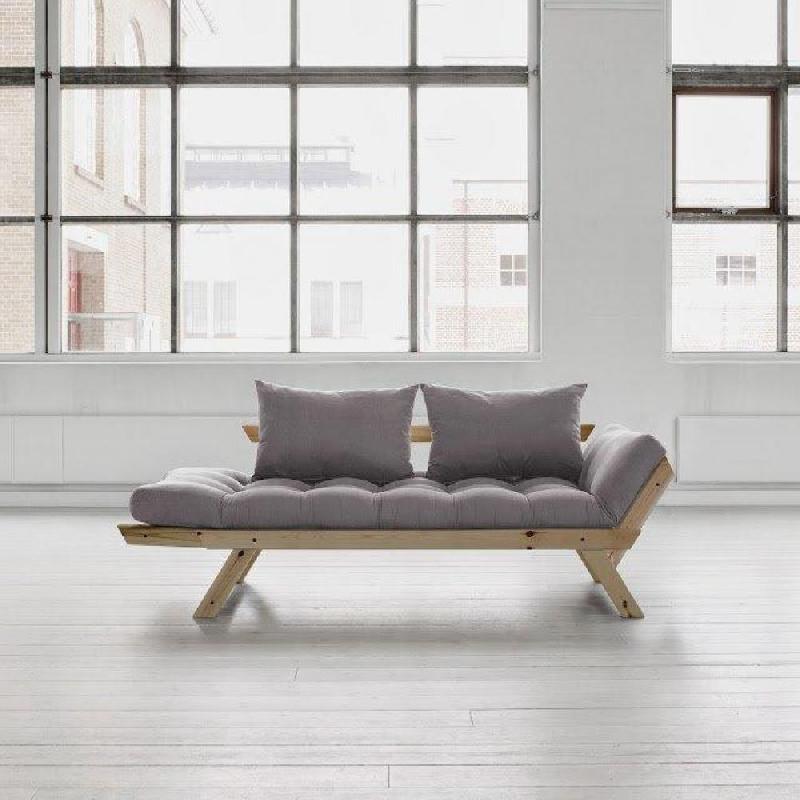 Banquette méridienne futon BEBOP - Pin naturel - Coloris gray - Couchage 75x200 cm - Convertible et design moderne_3