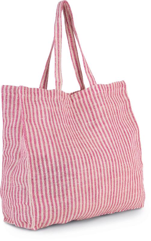 Sac shopping à rayures en juco - Kimood - Réf: KI0236 - Poche intérieure zippée - Poignées 55 cm_3