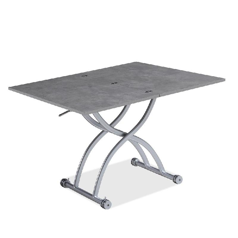Table basse relevable extensible Hirondelle - finition béton - compacte 100 x 57/114 cm_3