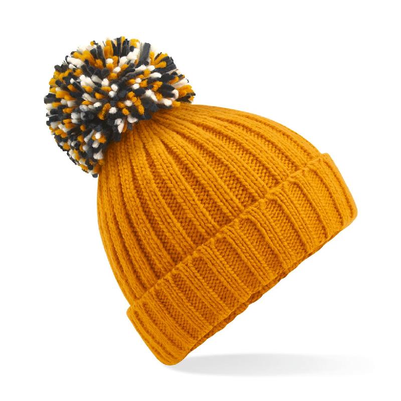 Bonnet Hygge - Réf: B390 - Tricot côtelé épais avec doublure en shearling et grand pompon - Marque Beechfield_3