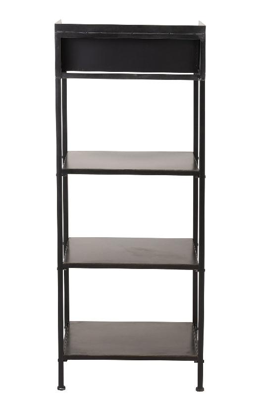 Étagère AKIBE - 1 tiroir, 3 tablettes en métal noir - Design classique et pratique_3