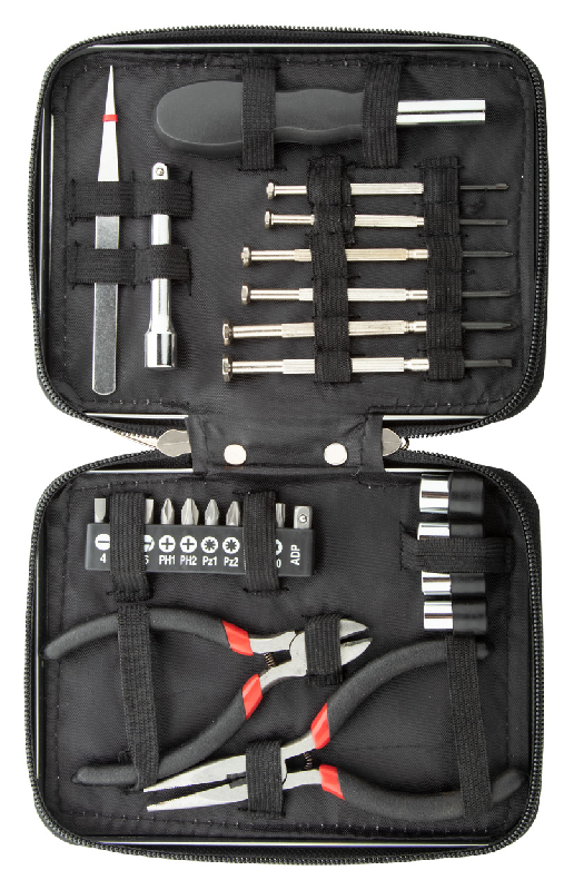 Set à outils en métal - 25 pièces avec boîtier en aluminium zippé - Couleur noire - Poids 550 g_3