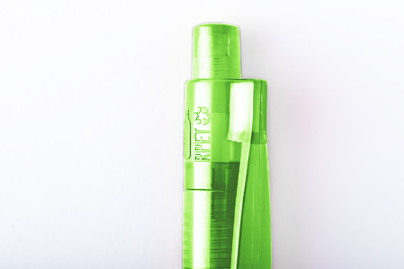 Stylo bille transparent en plastique RPET - encre bleue - couleur vert - 8 g_3