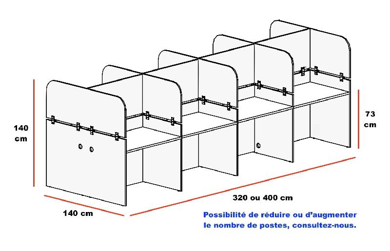 Bureaux call center version droite avec séparation mixte - Mobel Linea. - Blanc, 80_3