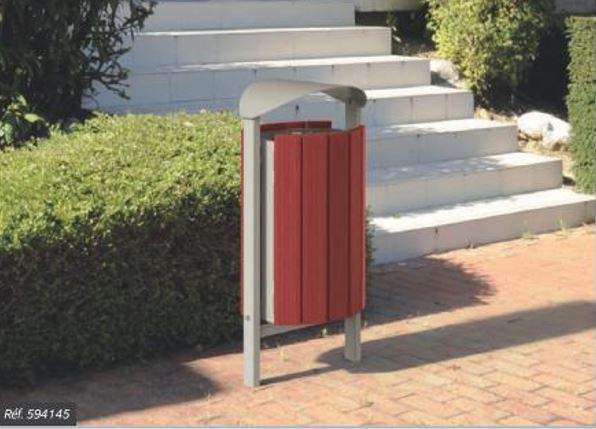 Corbeille publique avec option cendrier - 50 litres - Compatible bancs Silaos - Acier, bois PEFC ou plastique recyclé_3