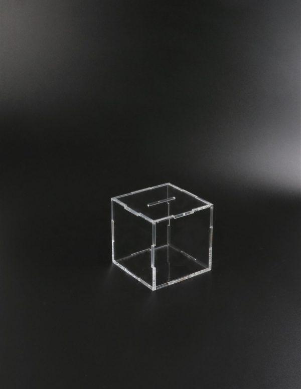 Cube en verre acrylique - Bachmann Display AG - boîte à pièces ou présentoir de petits cadeaux_3