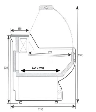 Vitrine réfrigérée de présentation avec service-arrière + réserves réfrigérées_3