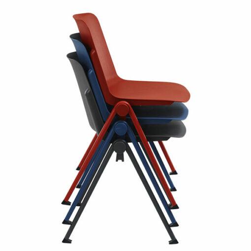 Chaise visiteur empilable 4 pieds MIA - Sitek - Noir/Bleu/Rouge - neuf - design élégant et moderne_3