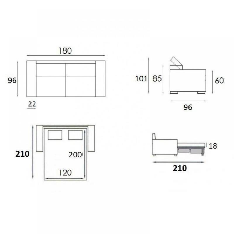 Canapé convertible express IMOLA - Couchage 120x197 cm - Matelas 18 cm en mousse visco-élastique - Velours rouge_3