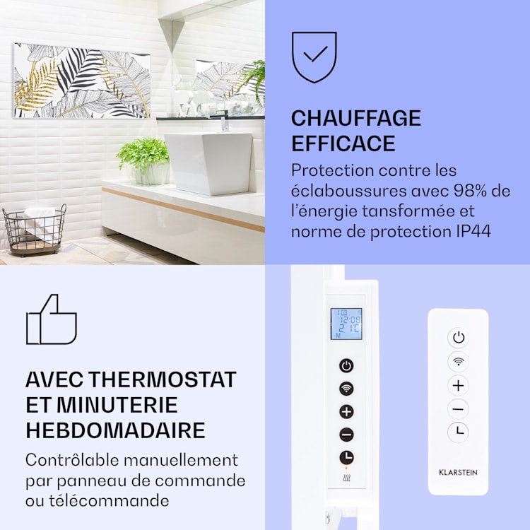 Radiateur infrarouge intelligent Wonderwall Air Art feuille - Design attrayant - 700W - Zone effective jusqu'à 14 m² - Klarstein_3