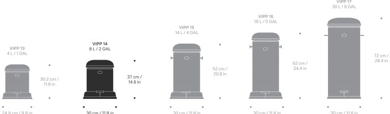 Poubelle à pédale - Vipp14 - 8 L avec fermeture hermétique et bac amovible_3