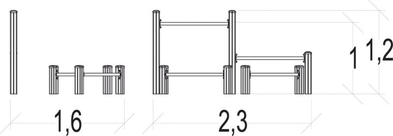 Barres d'appui senior - parcours de santé métal - Proludic - 2,30 m de largeur - JPS18-S-M_3