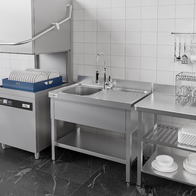 Plonge inox 1 bac avec égouttoir et étagère - P 600 mm - 1200 mm bac à gauche_3