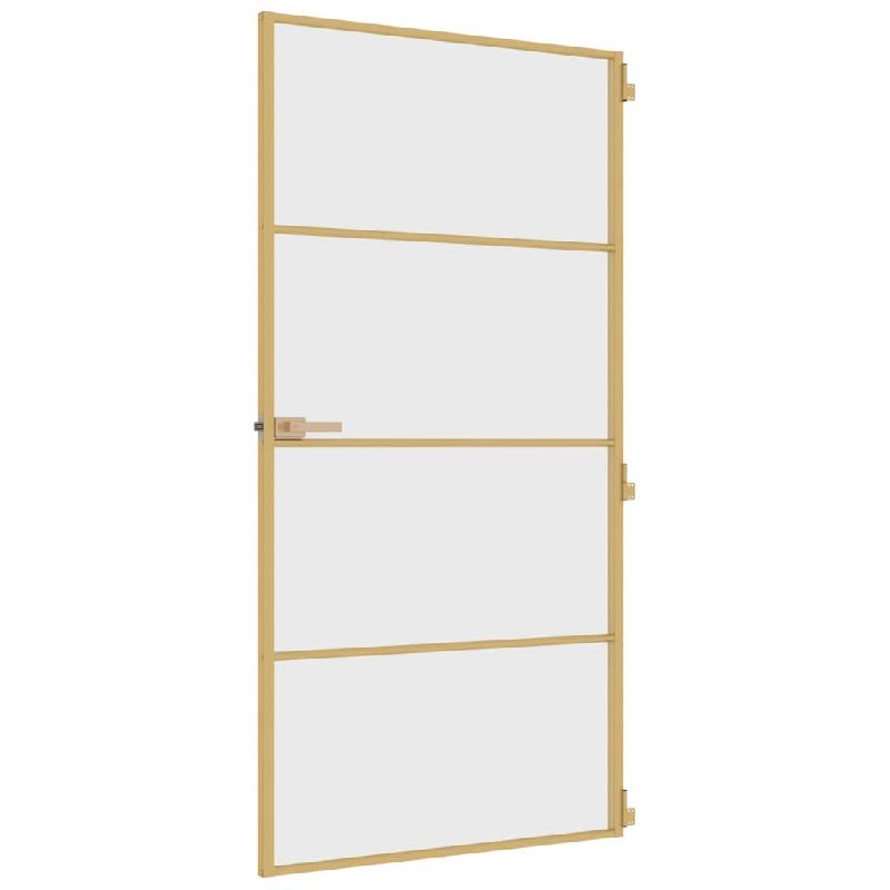 Vidaxl porte intérieure mince doré verre trempé aluminium 155135_3