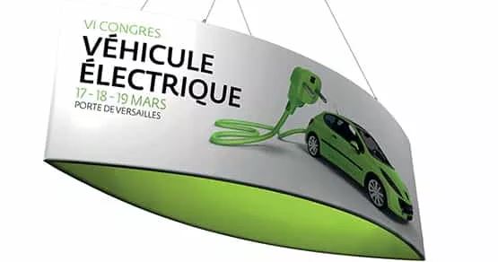 Enseigne suspendue - New Display : visibilité accrue pour salons et congrès, structures légères et portables_3