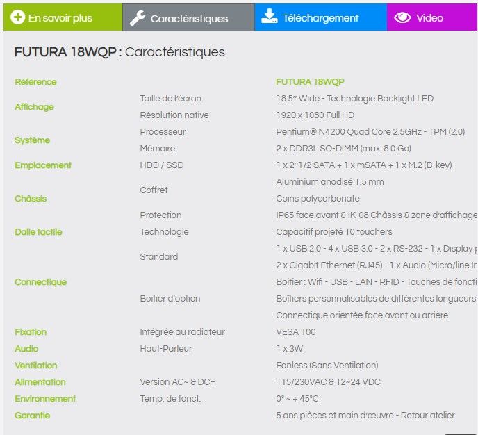 FUTURA 18wqp avec processeur Intel Pentium Quad Core N4200