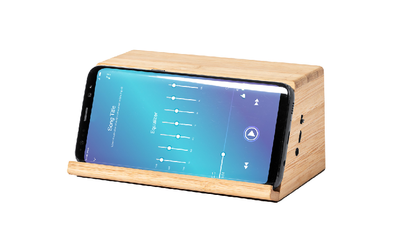 Chargeur enceinte Bluetooth en bambou - induction, chargeur rapide sans fil 10W, support téléphone portable_3