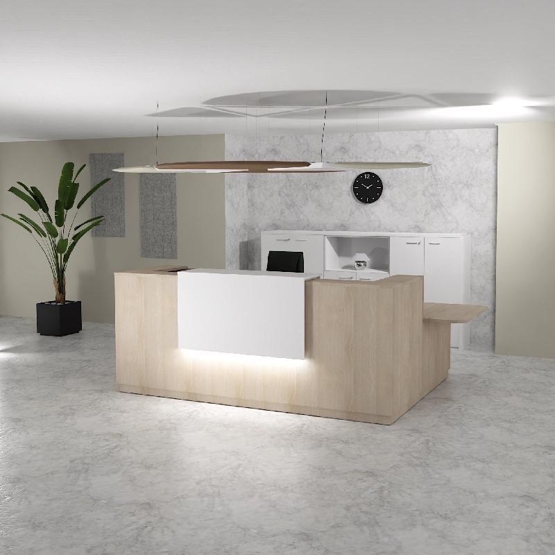 Bureau d'accueil d'angle avec accès PMR Delta Plus - Mobel Linea - Acacia clair, Droite, 264, Oui_4