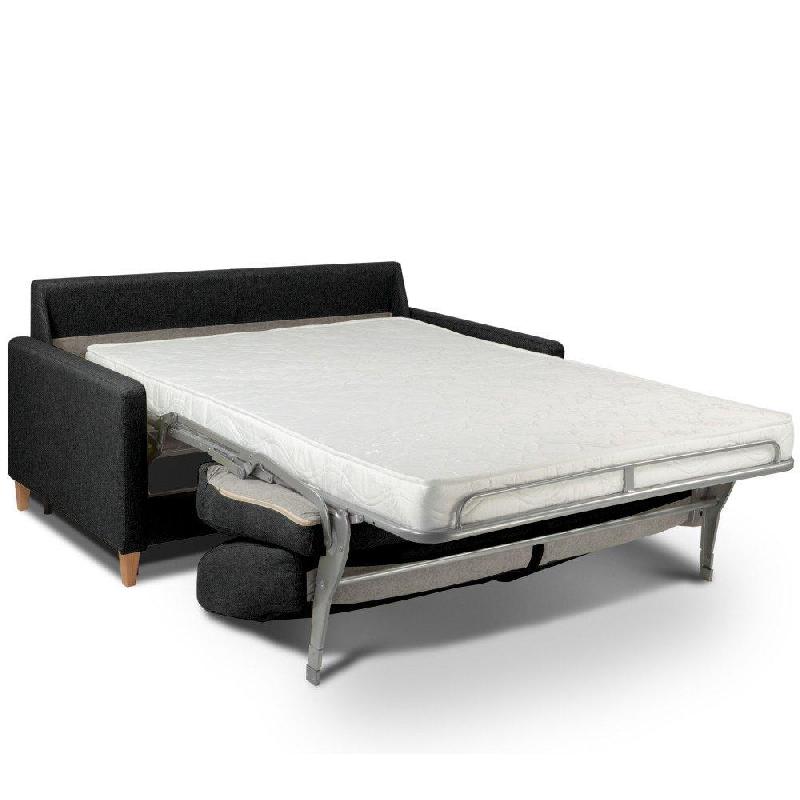 Canapé convertible OGGETTO - Matelas 16 cm - Système EXPRESS - Sommier à lattes 160 cm - Tweed noir - RENATONISI_3