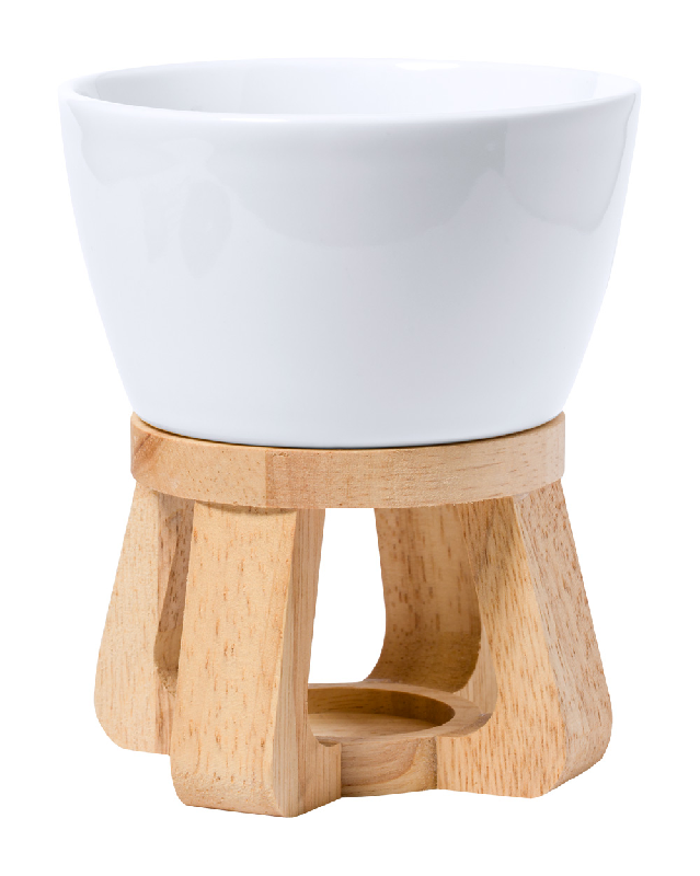 Set fondue - Service à fondue en céramique avec support en métal et 2 fourchettes_3