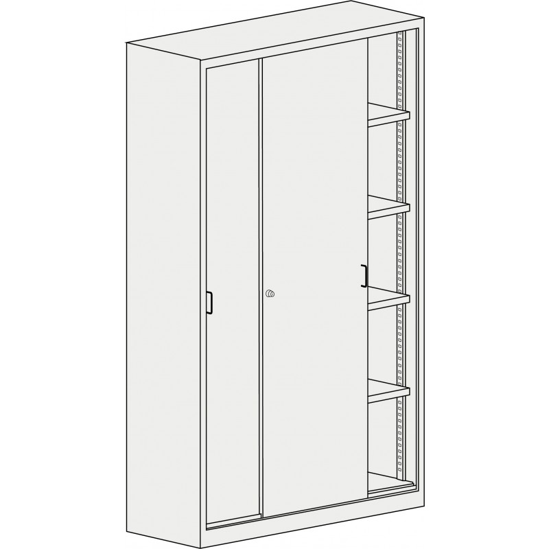 Armoire à portes coulissantes avec tablettes - Version basse ou haute - 17 coloris au choix_3