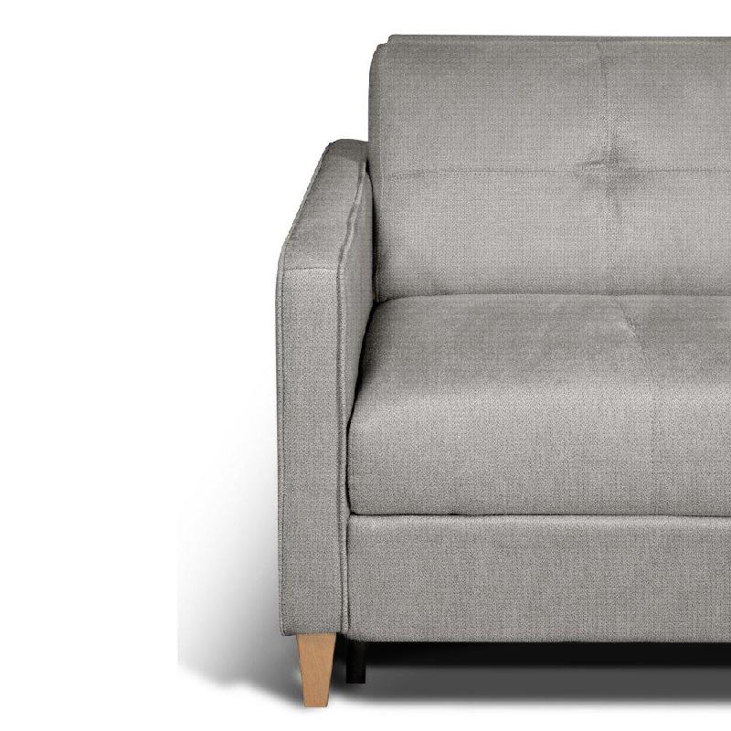 Canapé convertible scandinave 140cm - Matelas 16cm - Système express - Sommier à lattes Renatonisi - Tweed gris silver_3