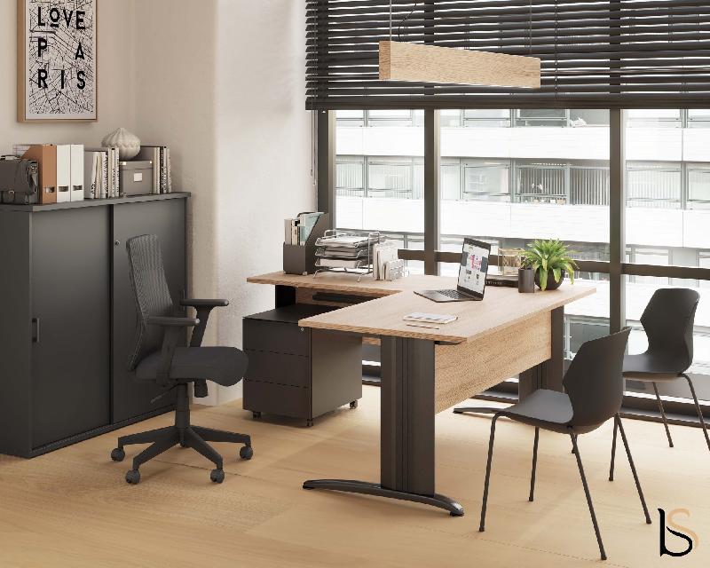 Bureau d'angle Sigma - Mobel Linea - 140, Acacia foncé, Gauche_4