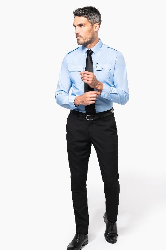 Chemise pilote manches longues homme - Réf: K505 - Kariban - 65% polyester / 35% coton_3