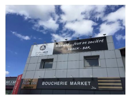 Enseigne bandeau de magasin - fabrication et pose - support AluDibond laqué, 3mm, coloris personnalisables_3