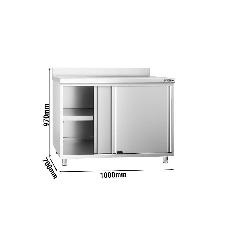 Meuble bas inox adossée P 700 mm avec portes - 1000_3