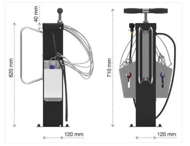 Station de réparation et gonflage compacte, en acier inoxydable ou galvanisé - Outils intégrés - PRS-SV20_3