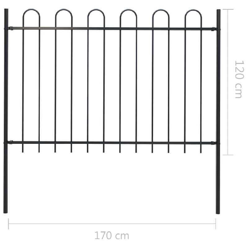 Vidaxl clôture de jardin avec dessus en cerceau acier 1,7 m noir 144931_3