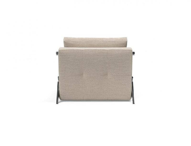 Innovation Living - Fauteuil convertible design Cubed 02 Chrome Blida Sand Grey - Lit 90x200 cm_3