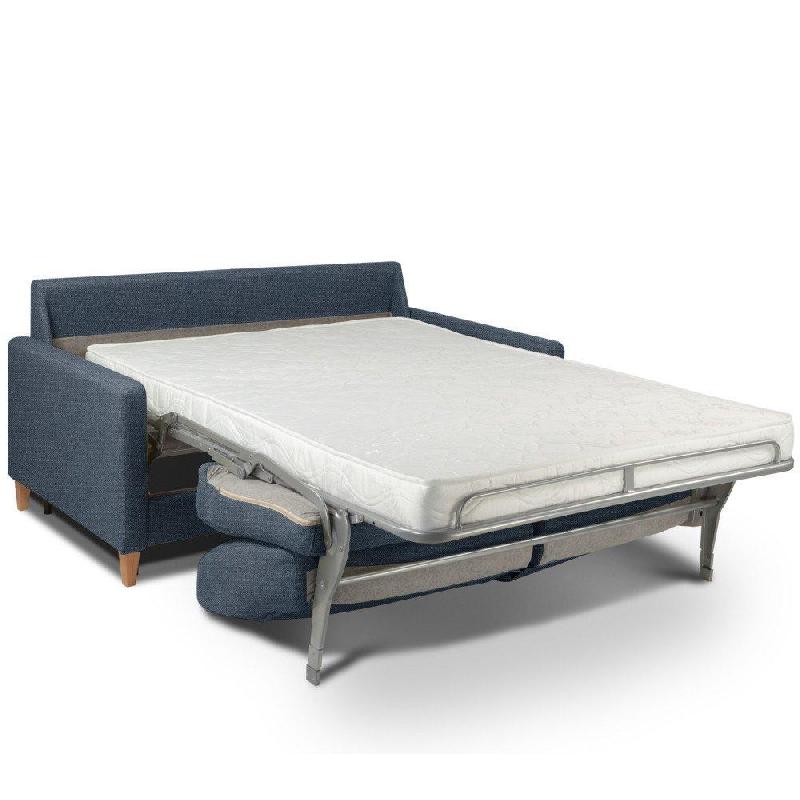 Canapé convertible OGGETTO - Matelas 16 cm - Système express - Sommier à lattes 140x197 cm - Tweed bleu - RENATONISI_3