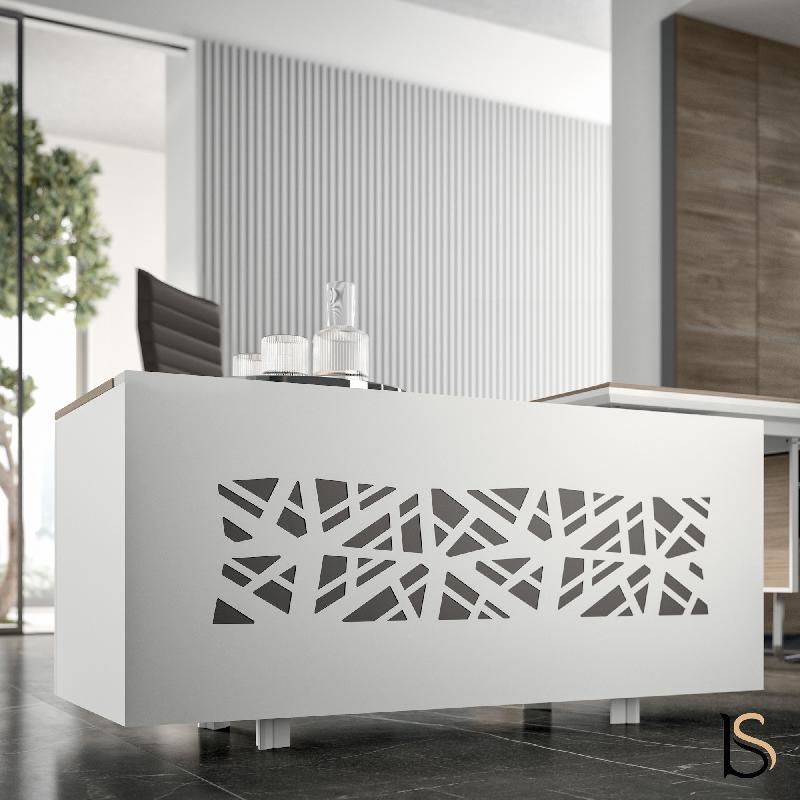 Bureau Manager Design sur meuble retour X8 - Officity. - 189, Blanc, Blanc_3