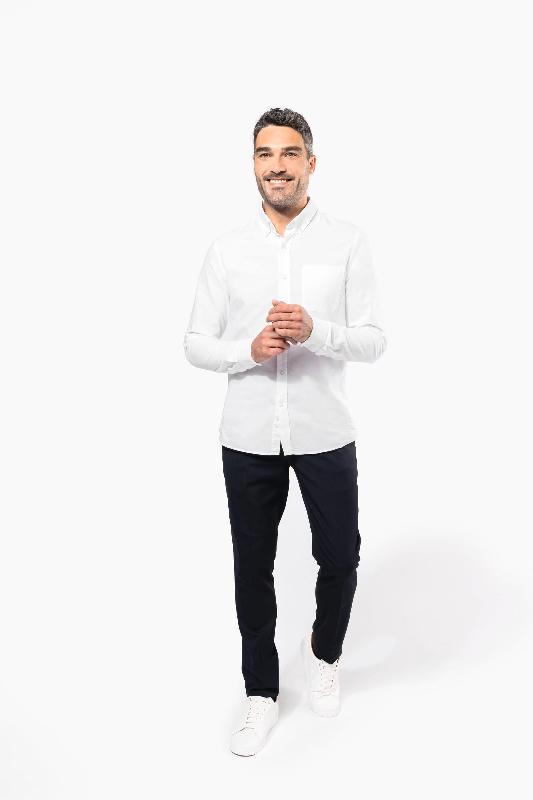 Chemise Oxford lavée manches longues - Réf: K516 - Coupe ajustée 100% coton - Marque Kariban_3