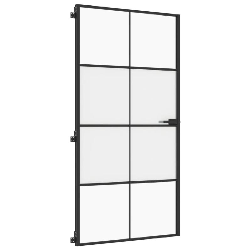 Vidaxl porte intérieure mince noir verre trempé aluminium 155130_3