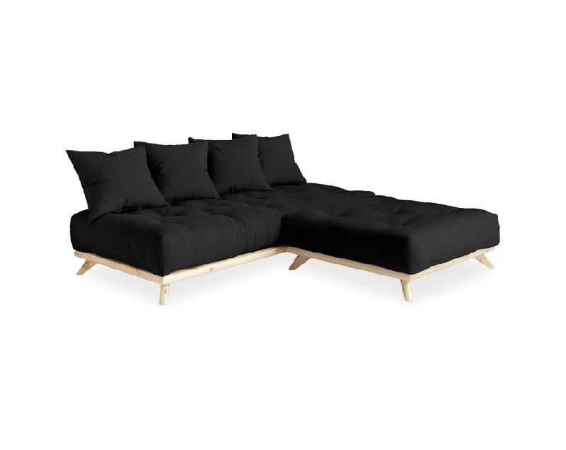 Canapé convertible futon Senza - Pin naturel - Gris foncé - Couchage 90 x 200 cm - KARUP_3