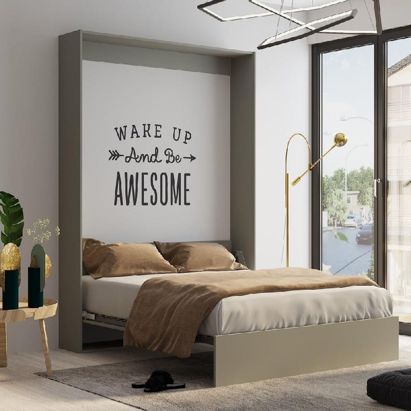 Lit escamotable Studio gris graphite mat - couchage 140x200 cm avec ouverture assistée et pieds automatiques_3