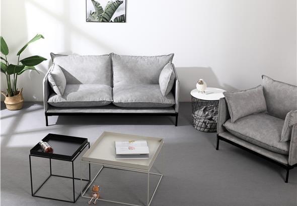Canapé Makky gris clair + table Boreal - 2 places_3