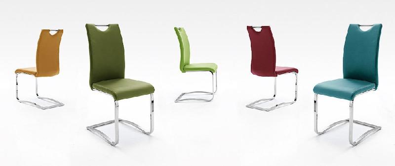 Lot de 4 chaises Kilou - Tissu rouge - Piètement luge noir mat - L43 x H100 x P57 cm_3