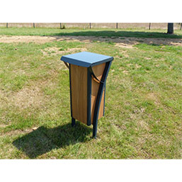 Corbeille publique traitée anti corrosion - SAULIEU - 50L avec bac en acier et panneau décoratif stratifié_3