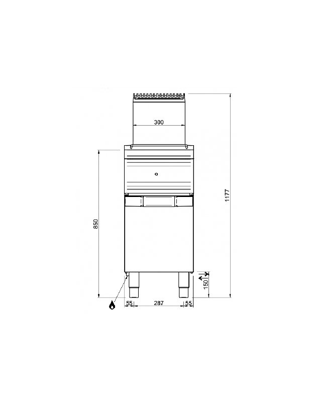 Friteuse gaz - 18 Litres sur placard, 1 bac, Acier inoxydable, Thermostat de régulation - FRG94A_3