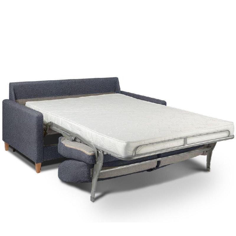 Canapé convertible OGGETTO en velours bleu navy - Matelas 16 cm - Système express - Sommier à lattes 120 cm - RENATONISI_3
