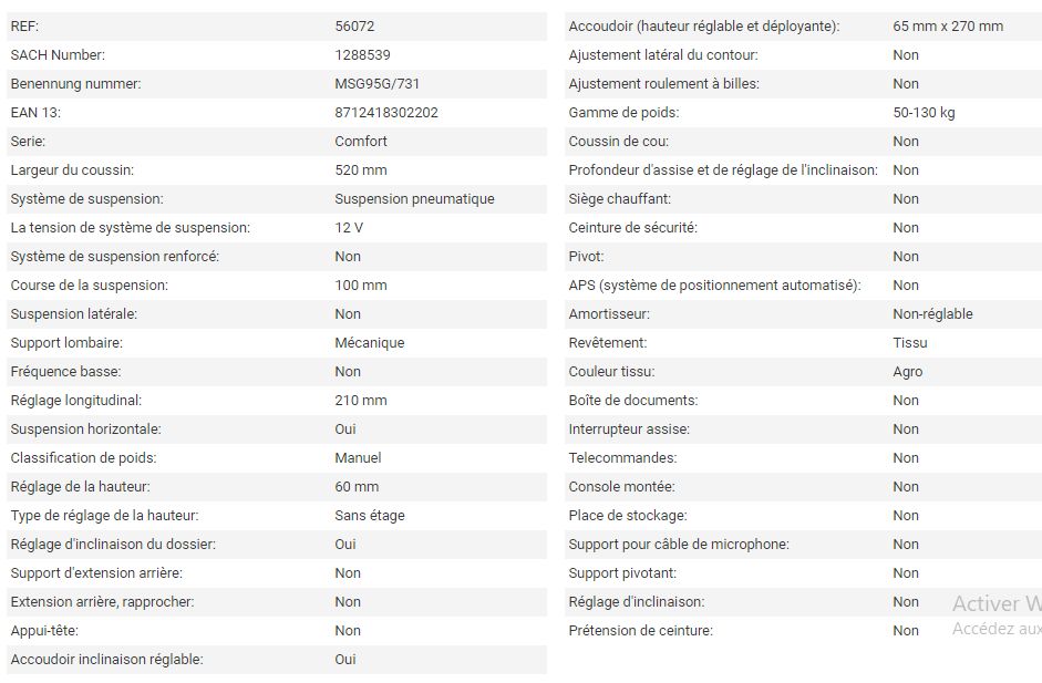 Siège de tracteur - Grammer AG - MAXIMO Comfort Tissu agri - Course de la suspension : 100 mm - 56072_3