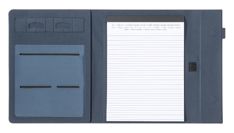 Porte-documents RPET - Polyester 600D format A4 avec support mobile pliable et bloc-notes 20 feuilles_3