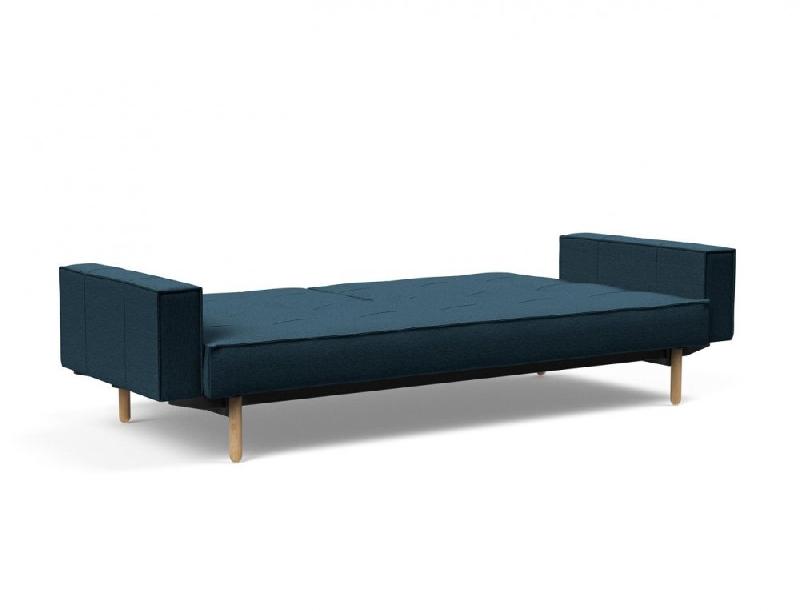 Canapé convertible Splitback Stem avec accoudoirs - pieds obus chêne naturel - tissu Argus Navy Blue - couchage 115x210 cm_3