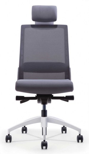 Siège opérateur Créa Premium Blanc - Référence 9499 SB A - Dossier résille grise et mécanisme synchrone_3